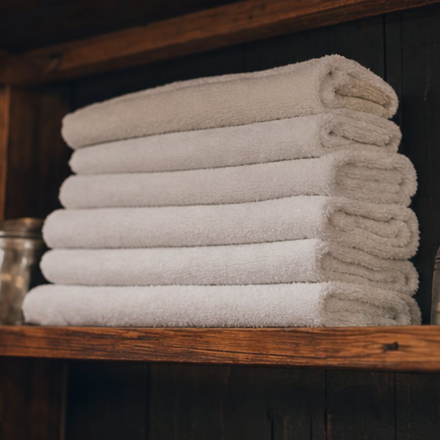 Stack of folded shop towels